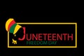 Juneteenth Freedom Day. Silhouette of African American woman with headdress. Royalty Free Stock Photo