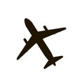 Silhouette of airplane. black vector icon on white
