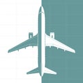 Silhouette of airplane. Top view Royalty Free Stock Photo