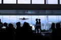 Silhouette of airport lounge