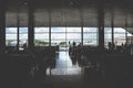 Silhouette of airport waiting area Royalty Free Stock Photo