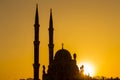 Silhouette Al-Sahaba Mosque at sunset time in Sharm el Sheikh, Egypt Royalty Free Stock Photo