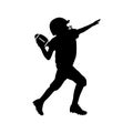 Silhouette of American football boy player throwing ball. Symbol sport. Royalty Free Stock Photo