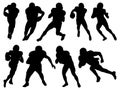 Set of American Football silhouette vector art Royalty Free Stock Photo