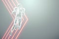 Silhouette of an American football player on fire on a light background. Concept for sports, speed, bets, American game. 3D