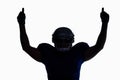 Silhouette American football player with thumbs up