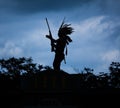 Silhouette of American Indian warrior Royalty Free Stock Photo