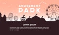 Silhouette amusement park scenery flat. Amusement park illustration for infographic map design. Royalty Free Stock Photo