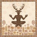 Silhouette of ancient pagan horned god Cernunnos, male deer, spirit of the wood. Royalty Free Stock Photo