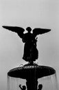 Silhouette of Angel of water statue in Central Park.