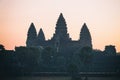 Silhouette of Angkor Wat at sunrise, the best time in the morning at Siem Reap, Cambodia Royalty Free Stock Photo