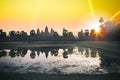 Silhouette of Angkor Wat at sunrise, the best time in the morning at Siem Reap, Cambodia Royalty Free Stock Photo