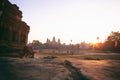 Silhouette of Angkor Wat at sunrise, the best time in the morning at Siem Reap, Cambodia Royalty Free Stock Photo