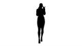 Silhouette Angry dissatisfied young woman calling customer support or mobile banking, displeased client complaining Royalty Free Stock Photo