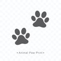 Animal paw print icon vector illustration on transparent background. Royalty Free Stock Photo