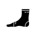 Silhouette Ankle support. Outline icon of elastic medical bandage on leg. Illustration of fixative textile dressing to treat Royalty Free Stock Photo