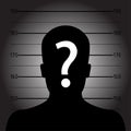 Silhouette of anonymous man in mugshot or police lineup