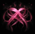 Silhouette of an anonymous and resilient woman, a cancer survivor, with the cancer symbol of a pink ribbon. Generative AI