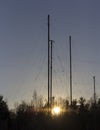 Silhouette Antenna against the sky at sunrise