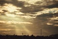 Silhouette, Antenna of cellular and communication system tower w Royalty Free Stock Photo