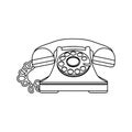 silhouette antique phone with auricular and cord Royalty Free Stock Photo