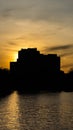 Silhouette of an apartment building with back light in Berlin