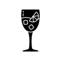 Silhouette Aperol Spritz. Outline icon of glass with alcoholic cocktail. Black simple illustration of drink with orange slice and Royalty Free Stock Photo