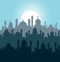 Silhouette of Arabic architecture featuring a mosque roof