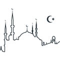 Silhouette of arabic city with mosque