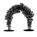 Silhouette arch with bush clematis and green leaves Royalty Free Stock Photo