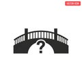 Silhouette of an arched bridge with vertical railings, featuring a question mark Royalty Free Stock Photo