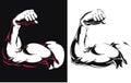 Silhouette arm bicep muscle flexing bodybuilding gym fitness pose close up vector icon logo isolated illustration on white backgro Royalty Free Stock Photo