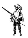 Silhouette of an armed musketeer Royalty Free Stock Photo