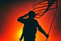 US soldier saluting and honoring fallen heroes Royalty Free Stock Photo