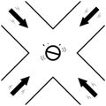 Silhouette arrow, direction for the four way, vector illustration