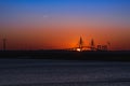 Silhouette of Arthur Ravenel Jr. Bridge Sullivan's USA and the colorful evening sky Royalty Free Stock Photo