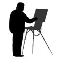 Silhouette artist at the easel.