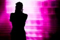 Silhouette of an artist singing live on the stage Royalty Free Stock Photo