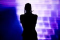 Silhouette of an artist singing live on the stage Royalty Free Stock Photo