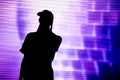 Silhouette of an artist singing live on the stage Royalty Free Stock Photo
