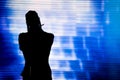 Silhouette of an artist singing live on the stage Royalty Free Stock Photo