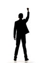 Silhouette of Asian businessman open arms