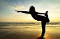Silhouette Asian woman practicing yoga Royalty Free Stock Photo