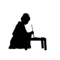 Silhouette asian woman writing chinese calligraphy. Royalty Free Stock Photo