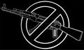 Silhouette of assault rifle with sign over it - weapons ban. Royalty Free Stock Photo