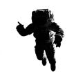 Astronaut Silhouette Pointing in Zero Gravity Royalty Free Stock Photo