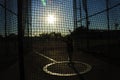 Silhouette of an athlete practicing hammer throw Royalty Free Stock Photo