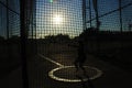 Silhouette of an athlete practicing hammer throw Royalty Free Stock Photo