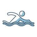 Silhouette of athlete practicing swimming