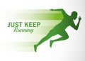 Silhouette of athletic man running with just keep message Royalty Free Stock Photo